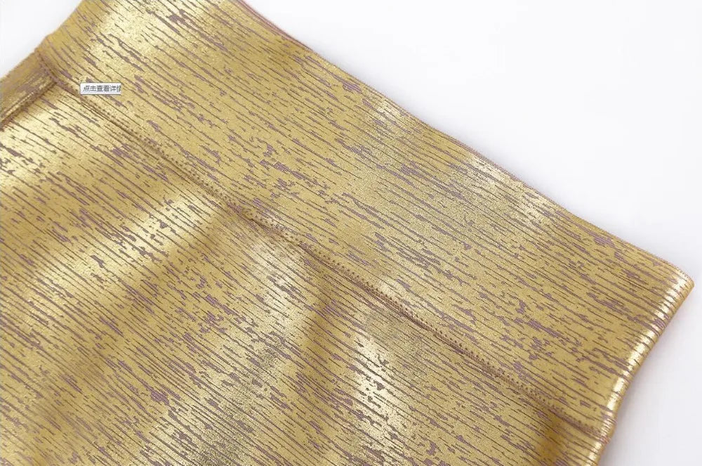 Gold Bandage Bodycon Midi Skirts