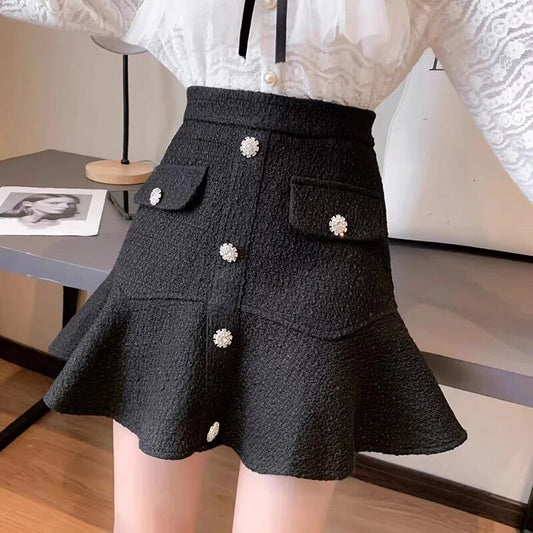 Chic Ruffles Tweed Skirt