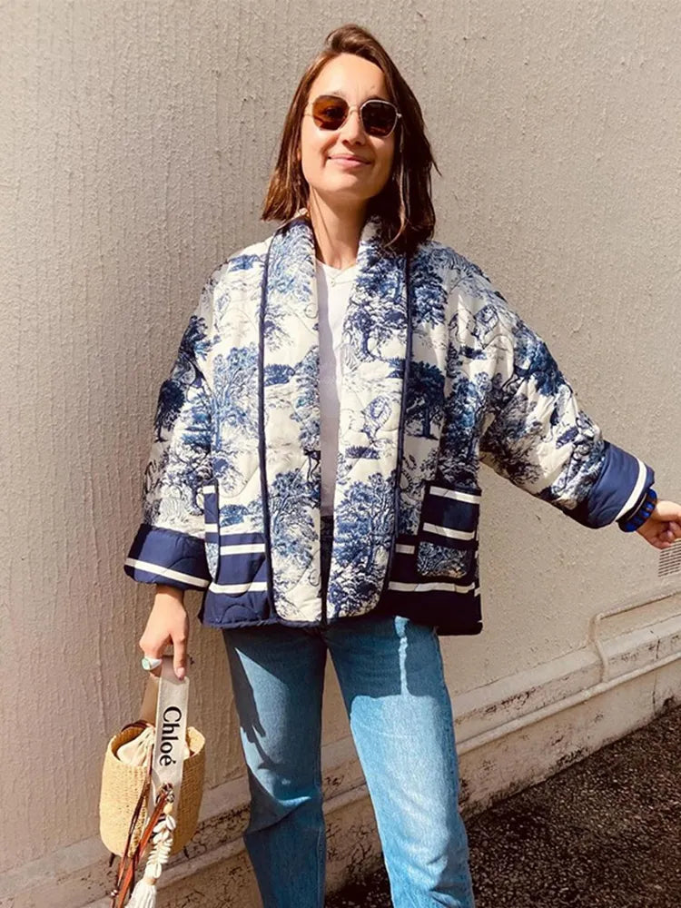 Women Printed Short Cotton  Cardigan