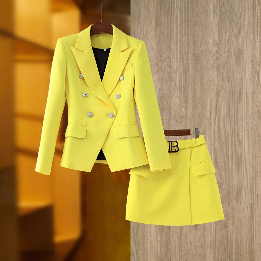 Double Breasted Blazer Skirt set