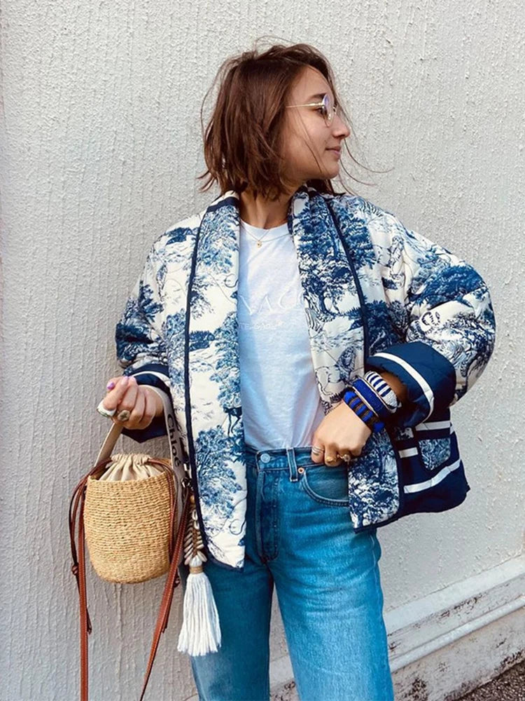 Women Printed Short Cotton  Cardigan