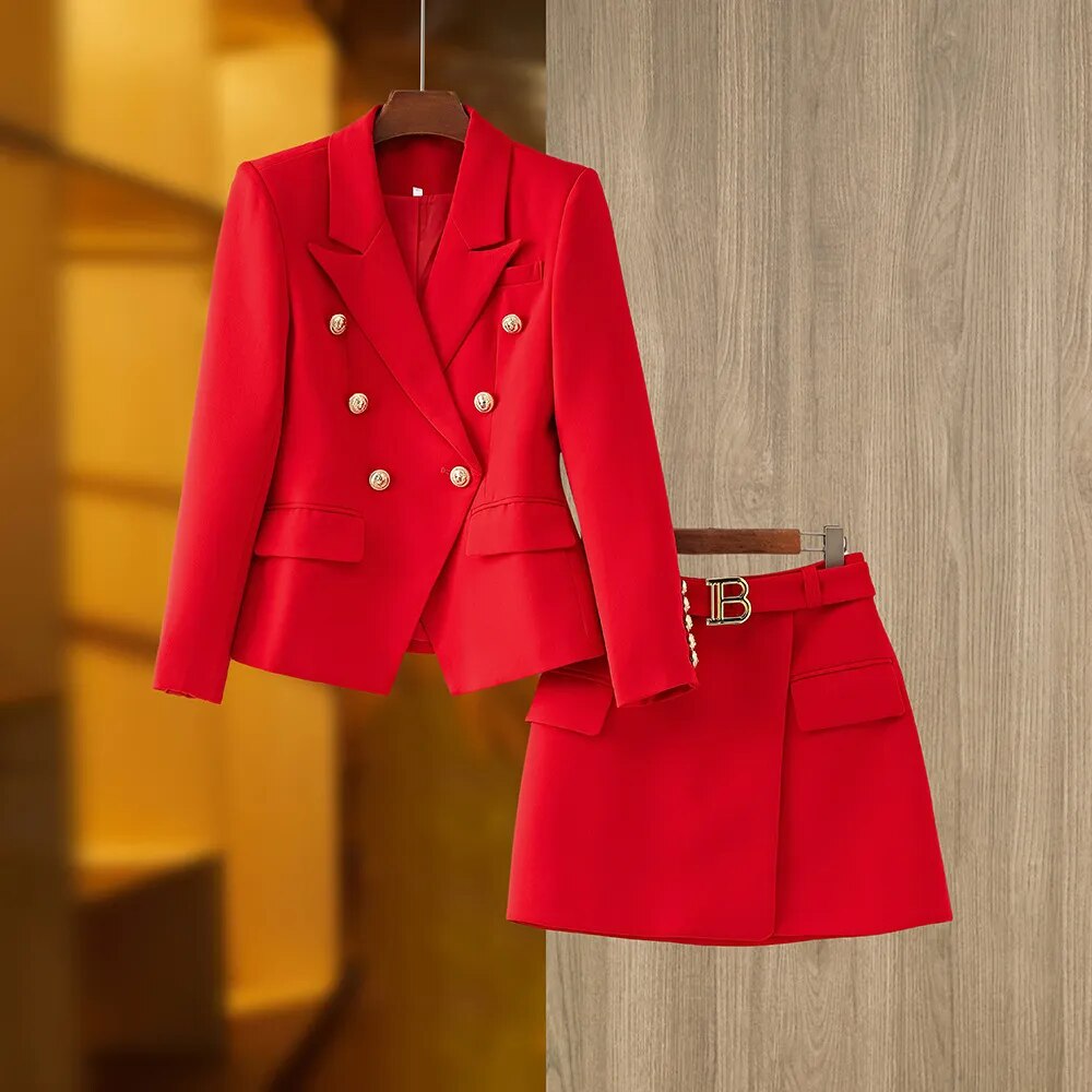 Double Breasted Blazer Skirt set