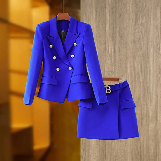 Double Breasted Blazer Skirt set