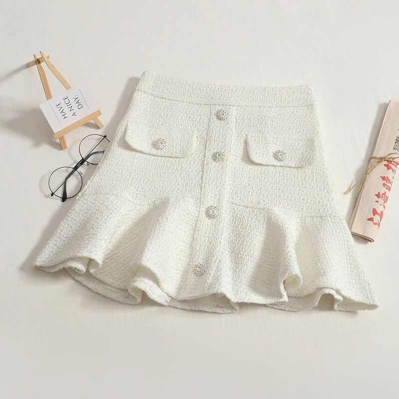 Chic Ruffles Tweed Skirt